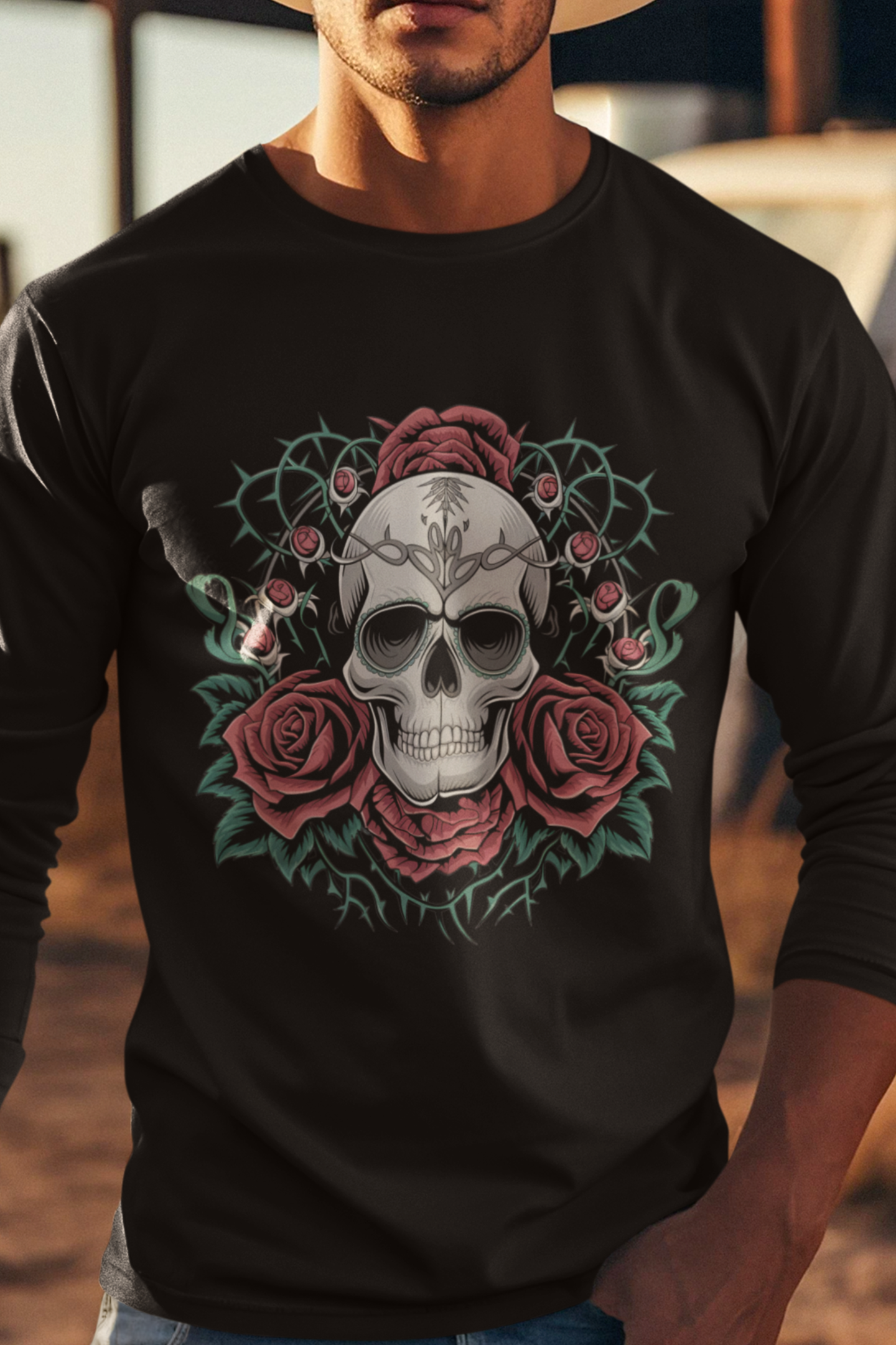 Skull-N-Roses Long Sleeve Tee - PhatHead Gear